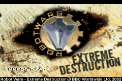Robot Wars Extreme Destruction title screen for GameBoy Advance